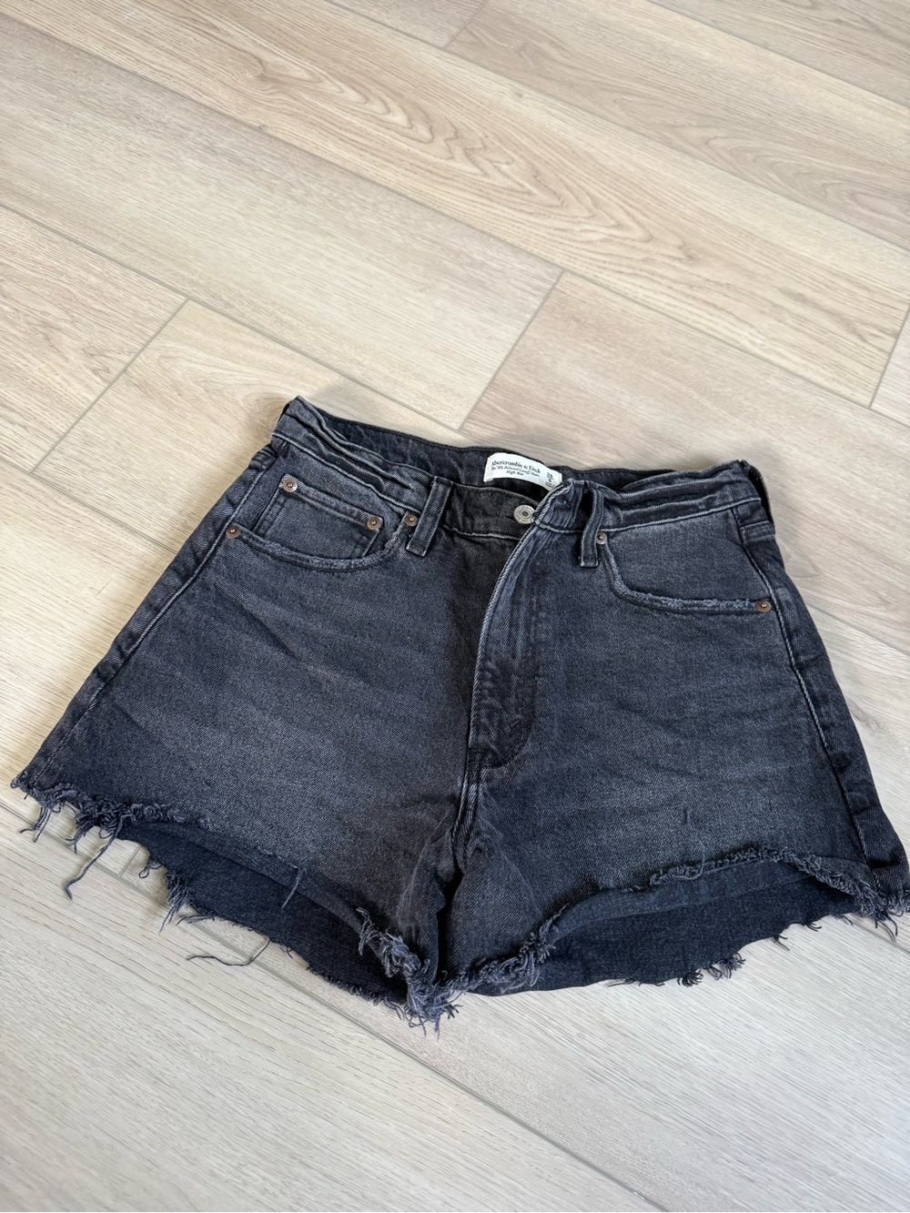 Abercrombie & Fitch Washed Black Denim Cutoff Shorts
